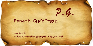 Paneth Györgyi névjegykártya